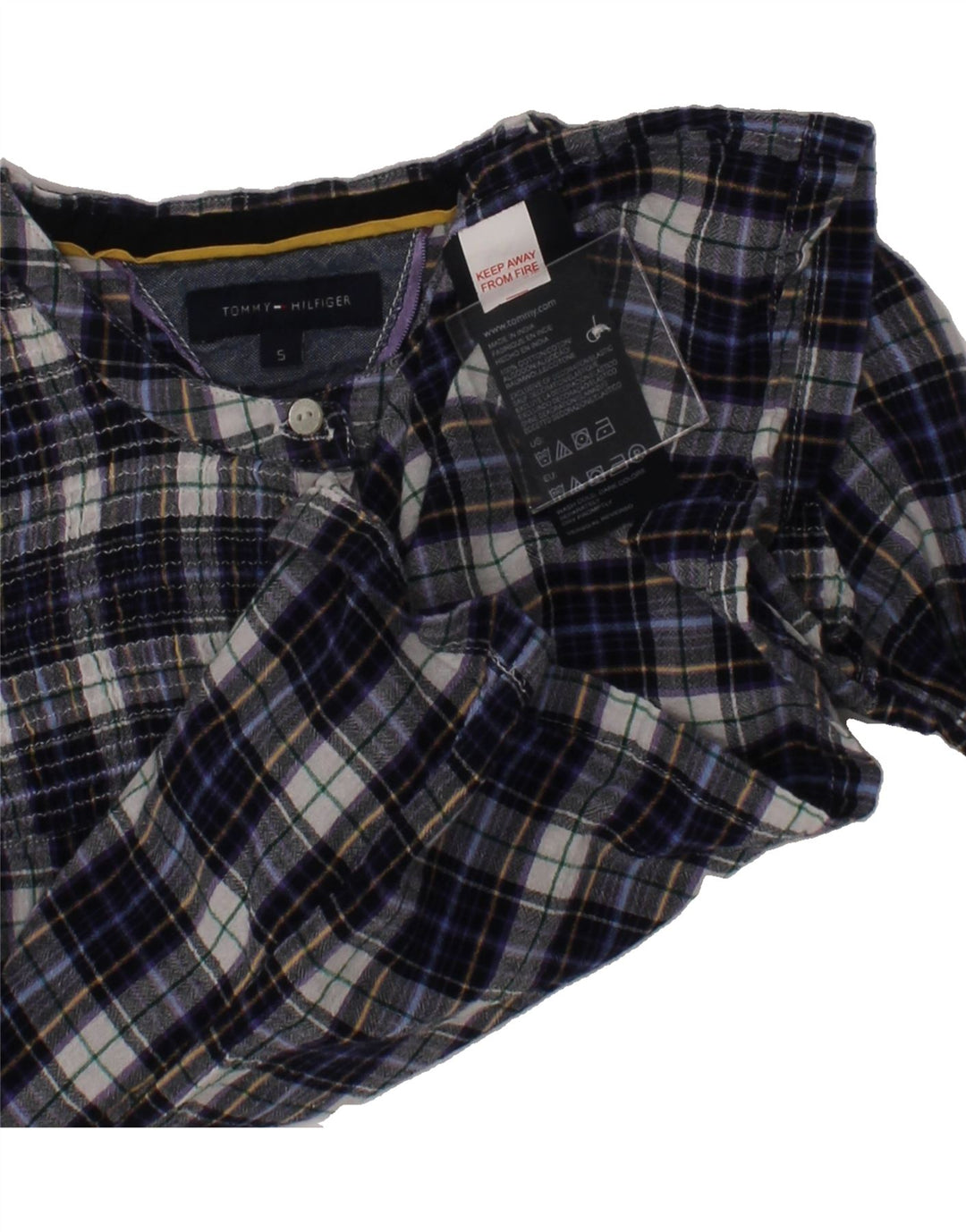 TOMMY HILFIGER Girls Pullover Shirt 4-5 Years Navy Blue Check Cotton Vintage Tommy Hilfiger and Second-Hand Tommy Hilfiger from Messina Hembry 