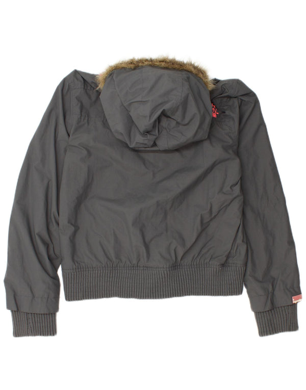 Superdry Mujer Windbomber Chaqueta Cortavientos Con Capucha UK 40 XL Nylon Gris