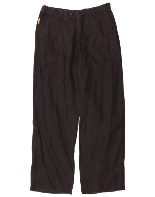 Armani Pantalones de traje rectos para hombre UK 40 Medium W34 L33 Lino negro