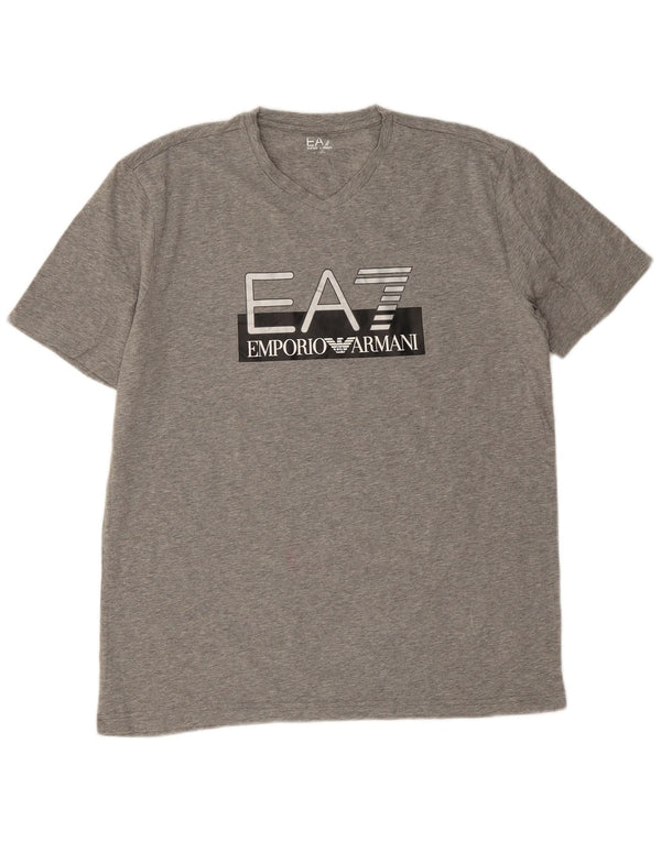 Emporio Armani Camiseta gráfica para hombre Top 2XL Gris moteado