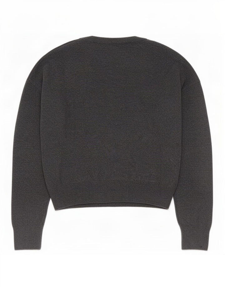 Zara Mujer Jersey Oversize Con Cuello En V UK 10 Small Gris Poliamida