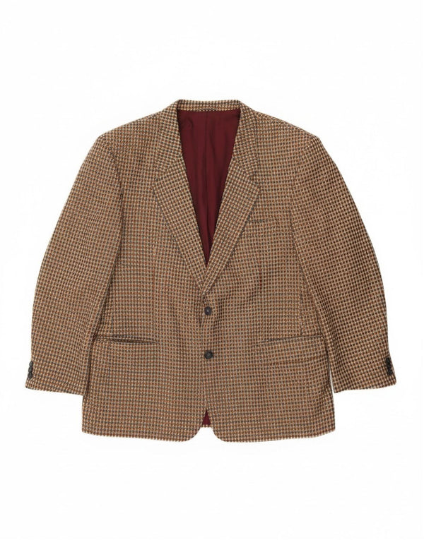 Luigi Botto Chaqueta tipo blazer de 2 botones para hombre UK 40 Large Beige Houndstooth Wool