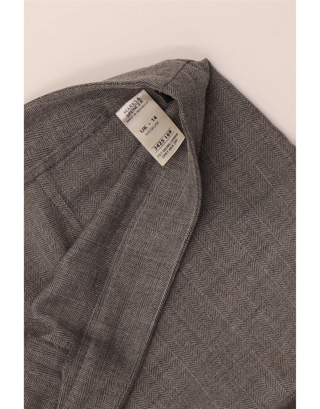 Marks & Spencer Pantalones de traje para mujer UK 44 Medium W32 L28 Grey Herringbone
