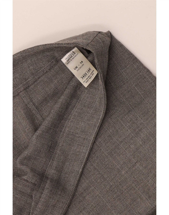Marks & Spencer Pantalones de traje para mujer UK 44 Medium W32 L28 Grey Herringbone