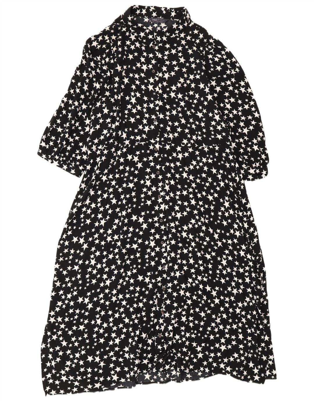 Marks & Spencer Vestido largo con estampado abstracto para mujer UK 40 XL Negro