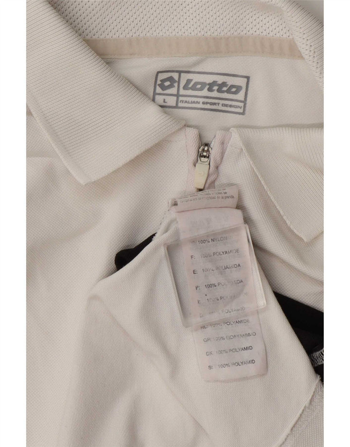 Polo Lotto Hombre De Nylon Color Block Blanco Grande