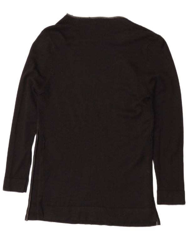 Zara Mujer Top Manga Larga UK 44 Large Viscosa Negra
