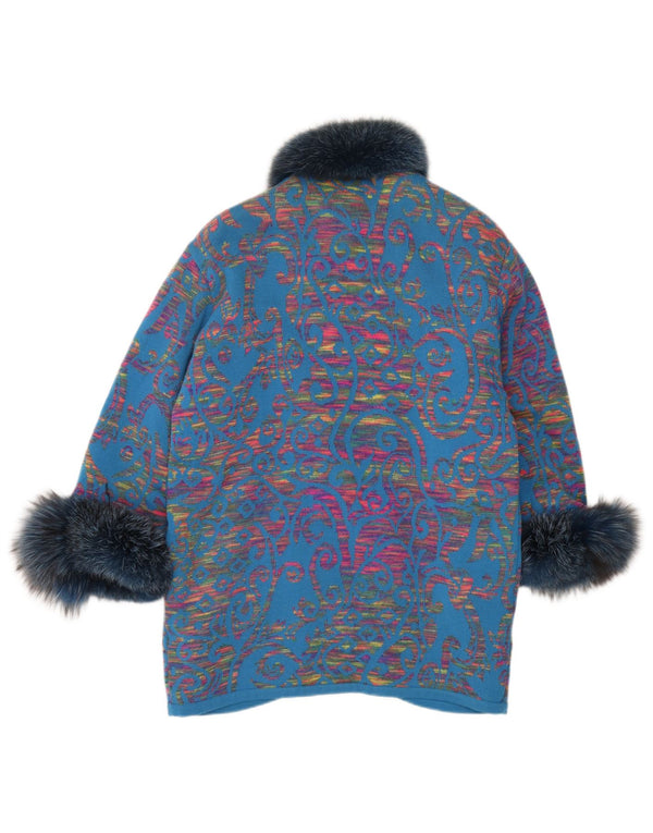 STIZZOLI Abrigo de punto con doble botonadura para mujer UK 20 2XL Azul Paisley