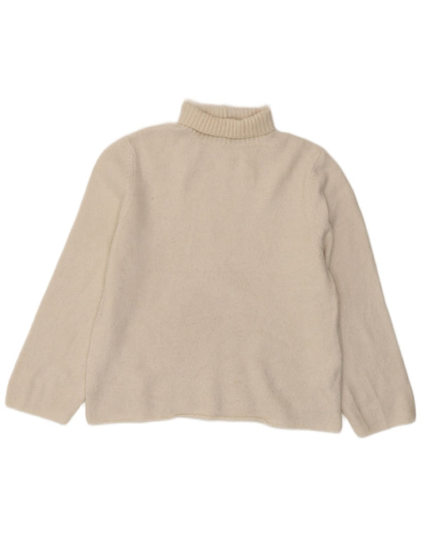 Zara Mujer Oversize Roll Neck Jumper Sweater UK 10 Small Blanco Acrílico