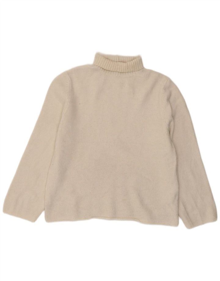 Zara Mujer Oversize Roll Neck Jumper Sweater UK 10 Small Blanco Acrílico