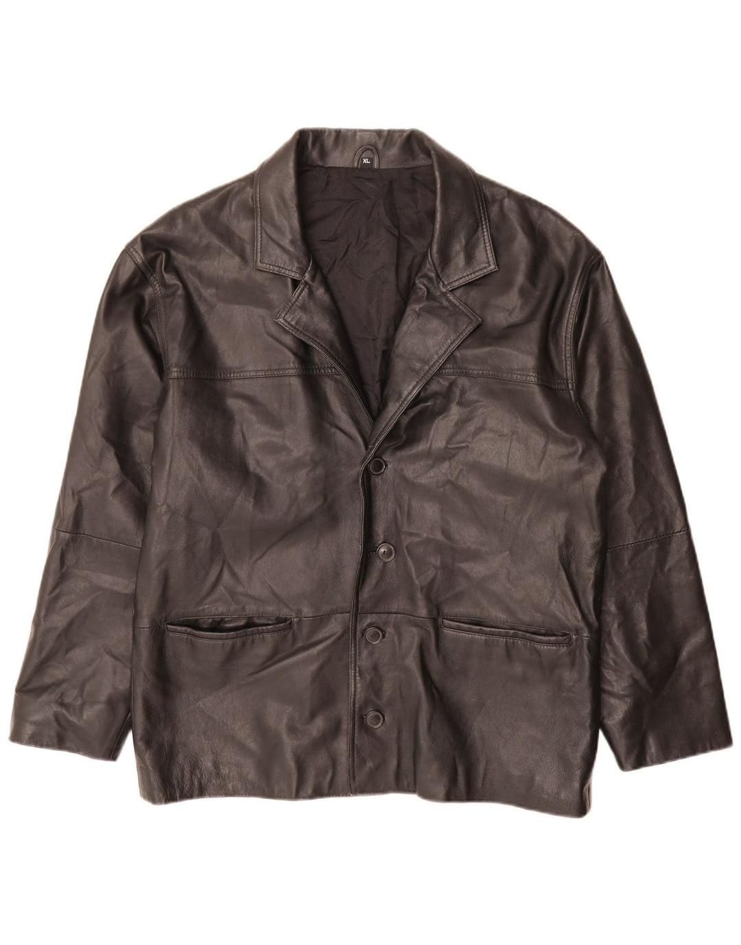 Chaqueta de cuero vintage para hombre Reino Unido 42 XL cuero negro