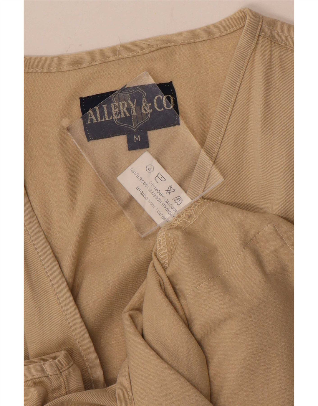 Vintage hombres utilidad Gilet Reino Unido 38 algodón beige medio