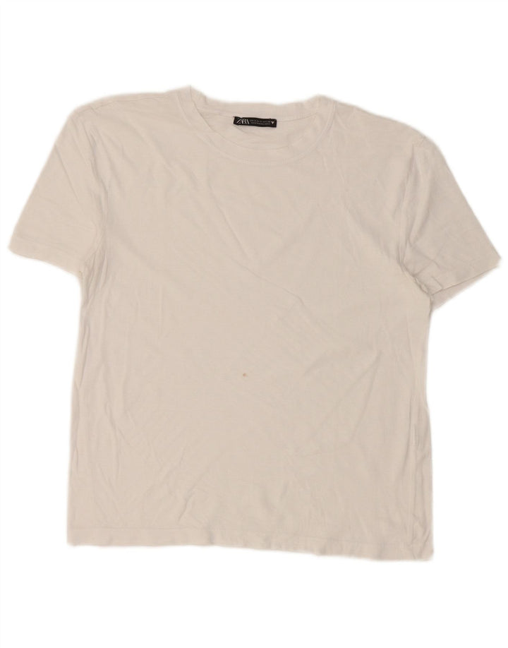 Zara Mujer Camiseta Top UK 10 Small Blanco