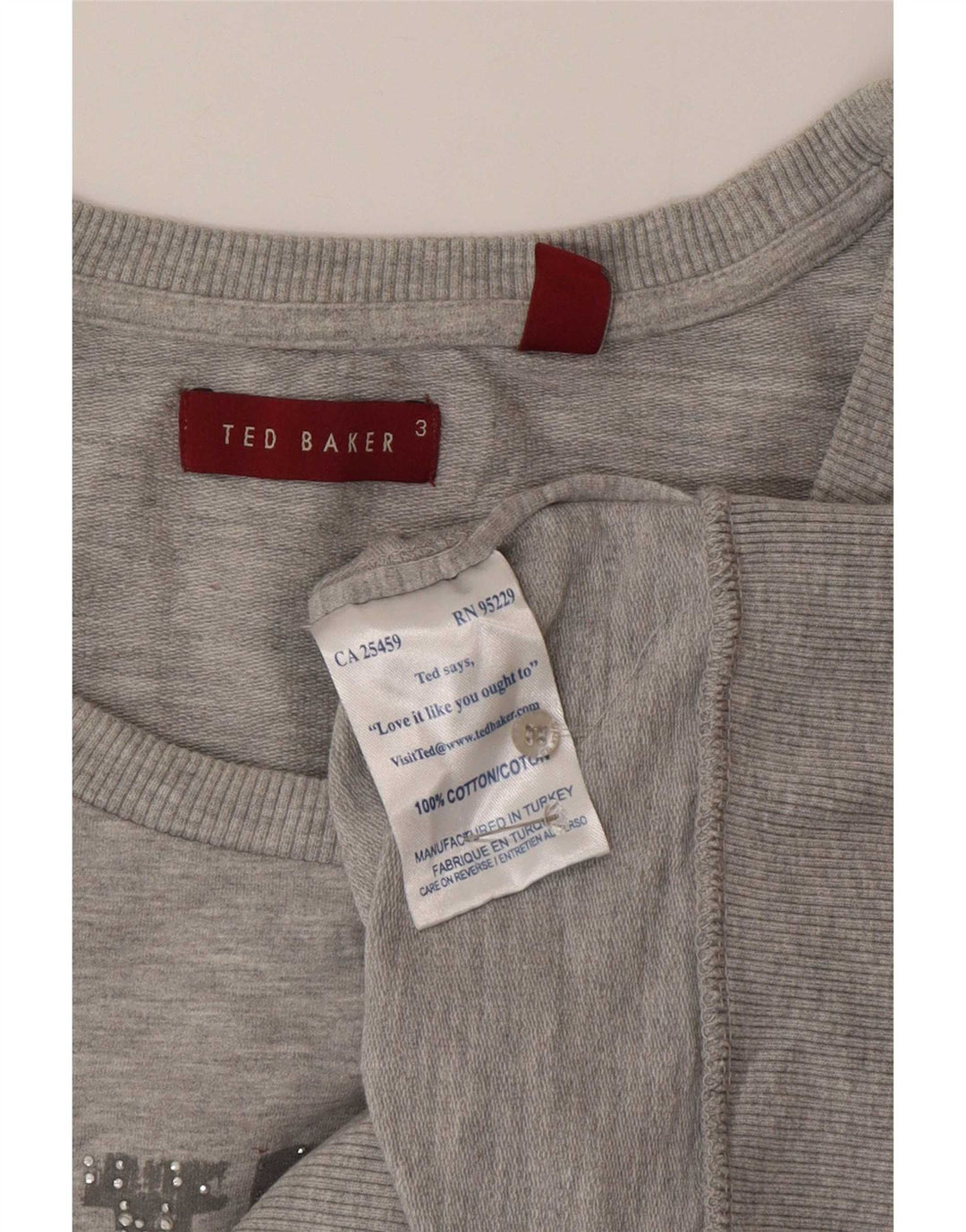 Ted Baker Sudadera gráfica de manga corta para mujer, talla 3, color gris medio