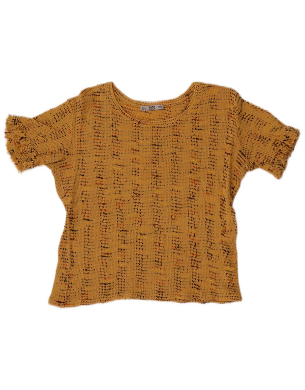 Zara Mujer Blusa Corta Top UK 10 Small Beige Rayas
