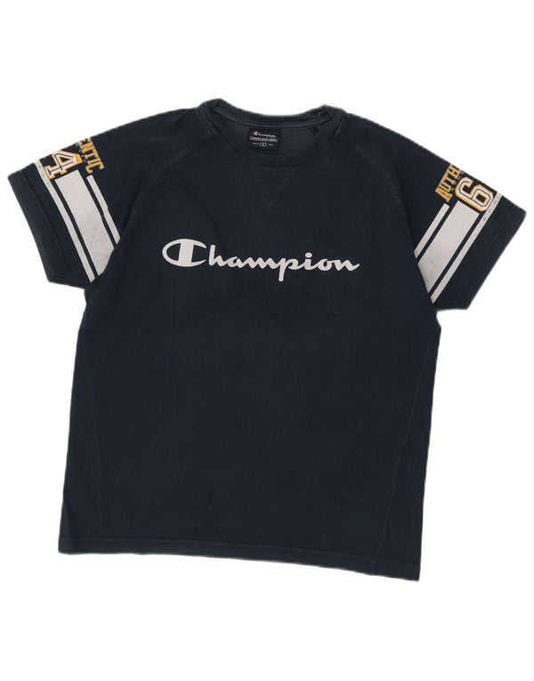 CHAMPION Camiseta gráfica para mujer Top UK 10 Small Azul marino Colorblock
