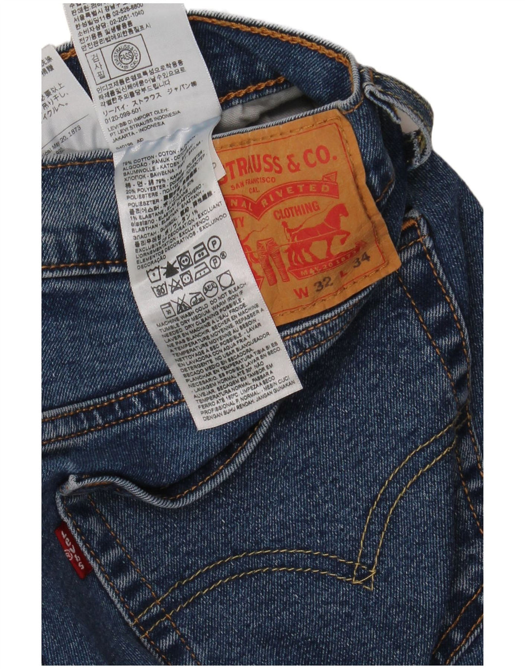 Levi's Hombre 511 Slim Jeans W32 L34 Algodón Azul