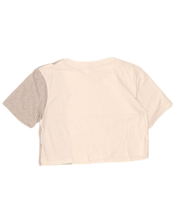 Calvin Klein Jeans Camiseta corta para mujer Top UK 44 Gris medio Colorblock