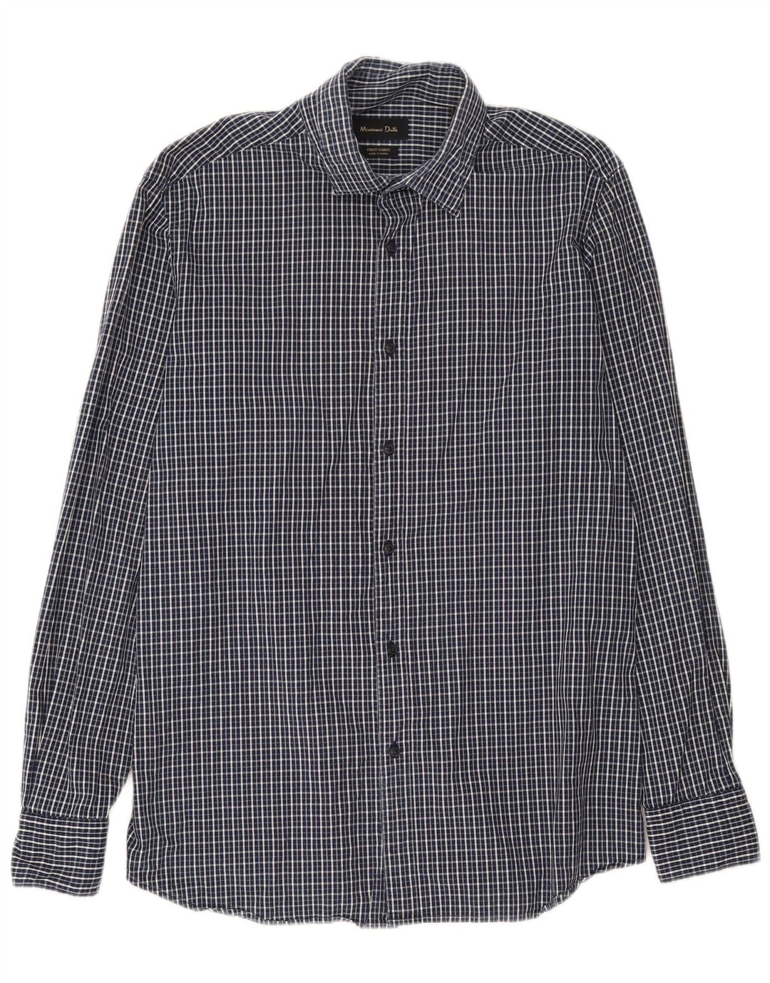 Camisa Massimo Dutti Hombre Large Cuadros Azul Marino Algodón