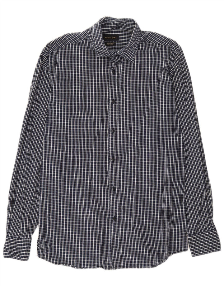 Camisa Massimo Dutti Hombre Large Cuadros Azul Marino Algodón