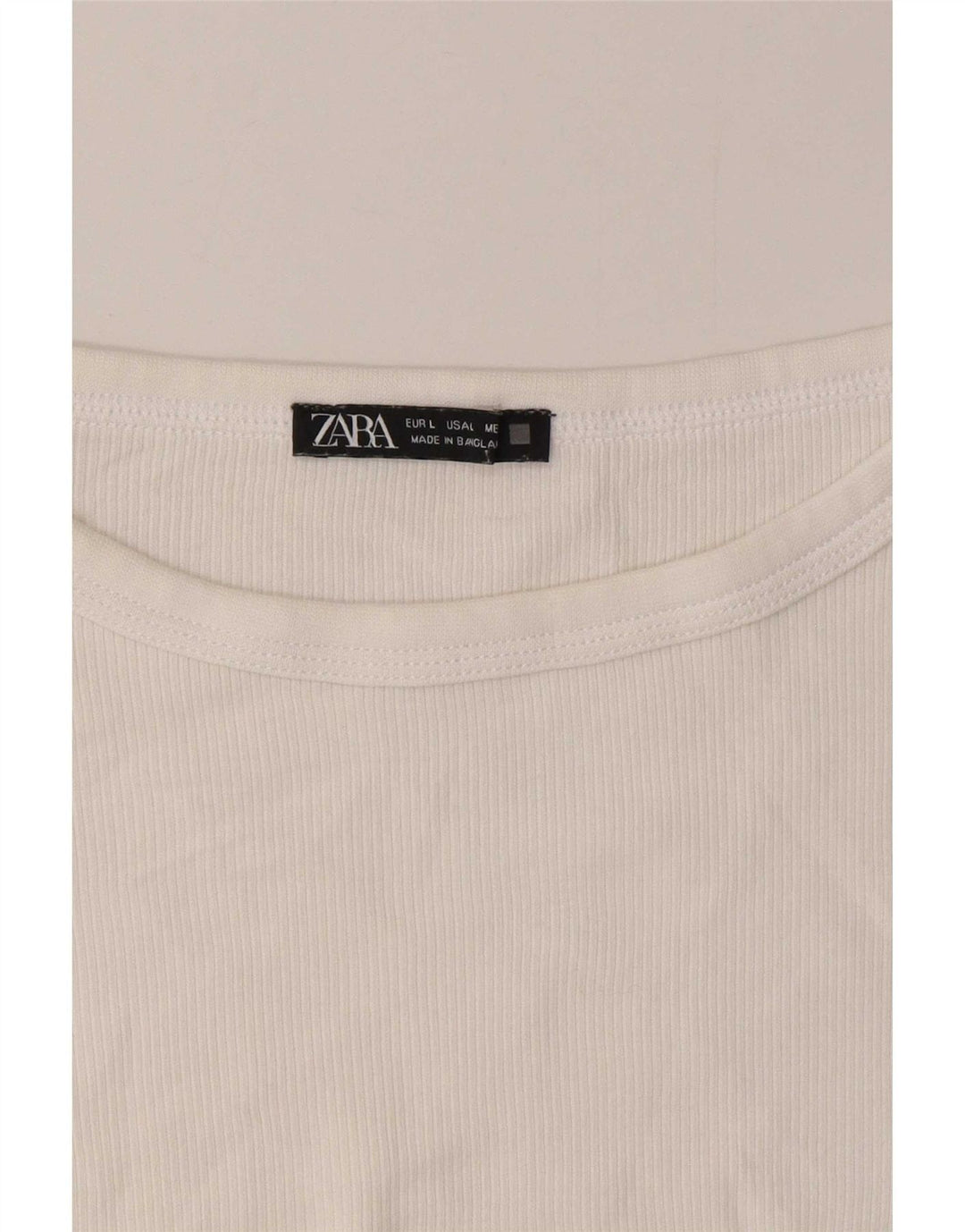 Zara Mujer Top Manga Larga UK 44 Grande Blanco