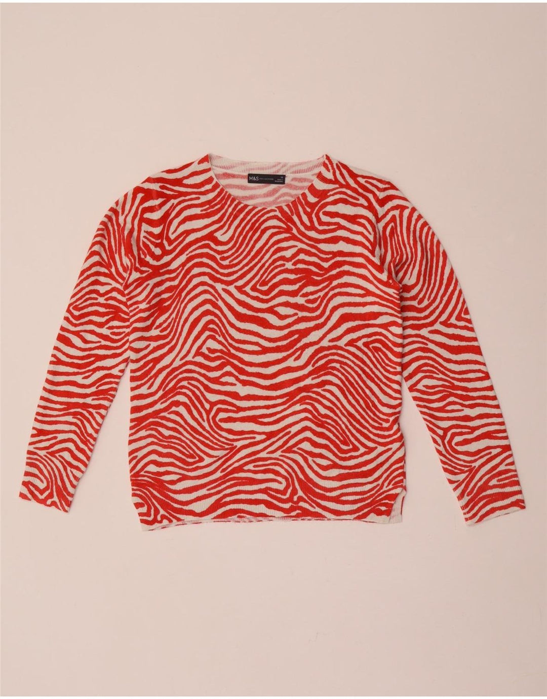 Marks & Spencer Suéter de Cuello Redondo para Mujer UK 10 Small Rojo