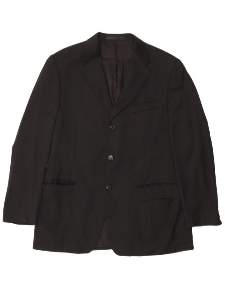 MARKS & SPENCER Chaqueta tipo blazer de 3 botones para hombre UK 38 Mediana negra Lana nueva