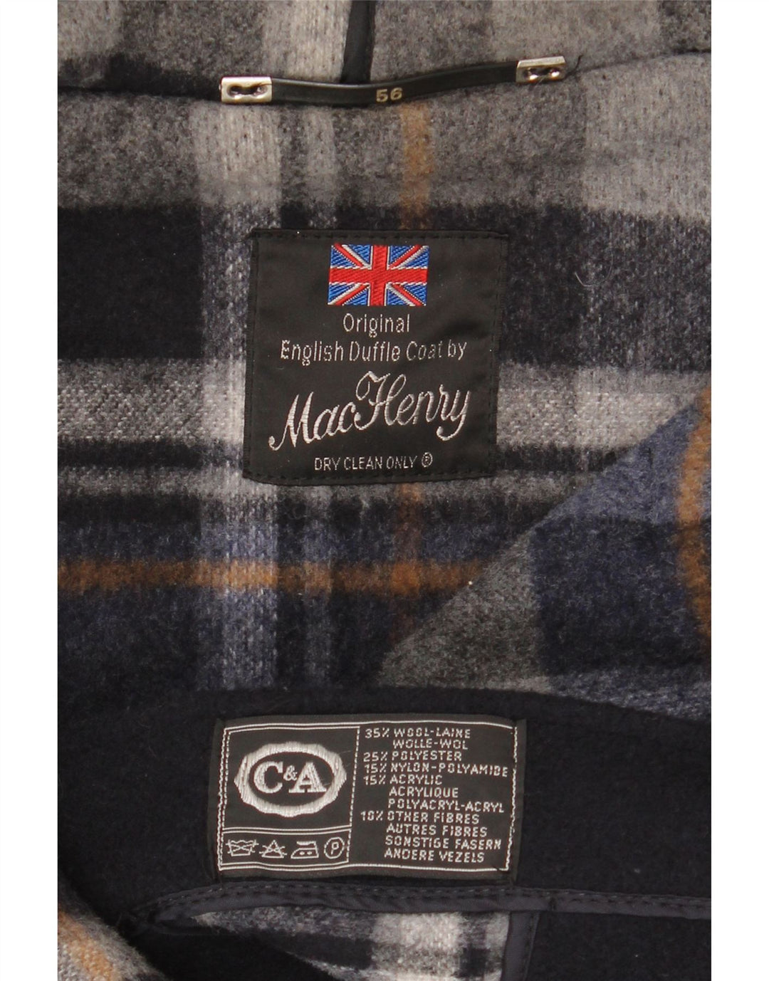C&A Trenca con capucha para hombre EU 56 3XL Lana azul marino