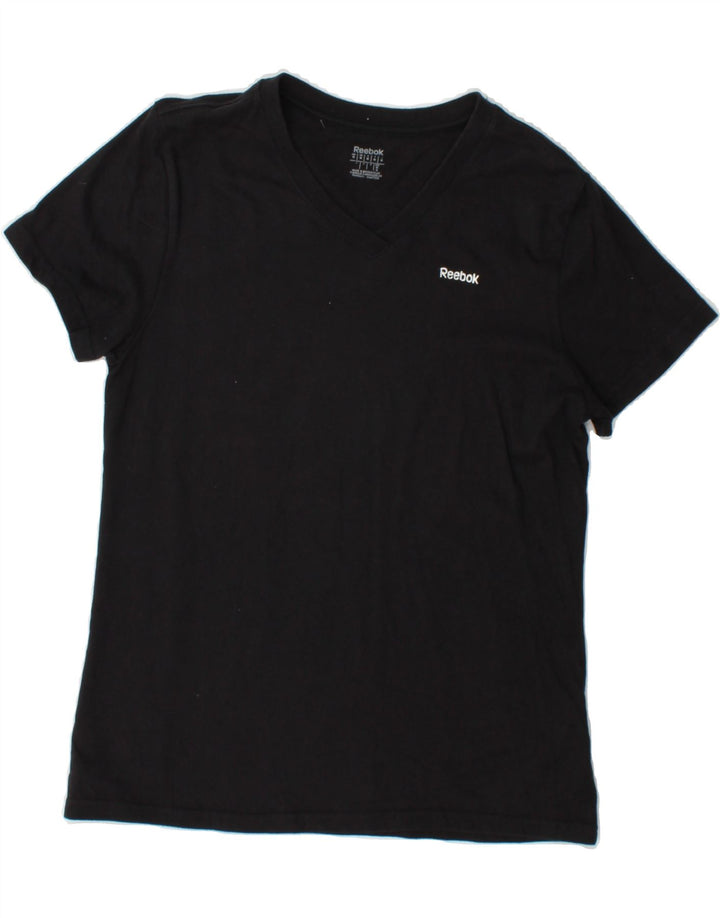 REEBOK Womens T-Shirt Top UK 12 Medium Black Cotton Vintage Reebok and Second-Hand Reebok from Messina Hembry 