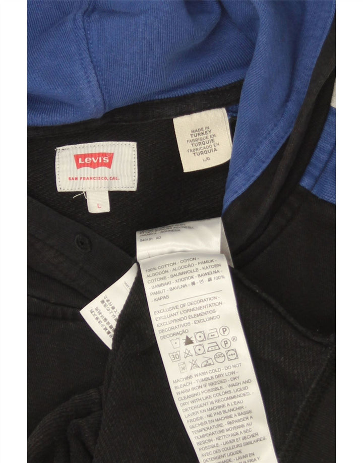 Levi's - Sudadera con capucha y cremallera para hombre, talla grande, de algodón negro con bloques de color
