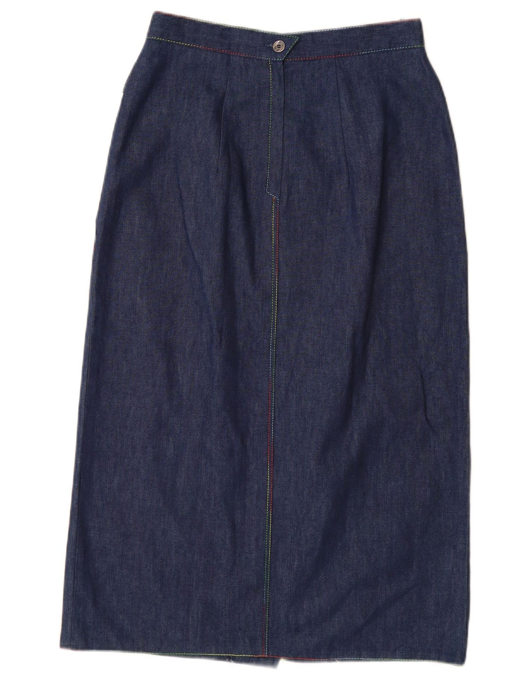 VINTAGE Falda vaquera de cintura alta para mujer EU 38 Mediana W26 Algodón azul marino