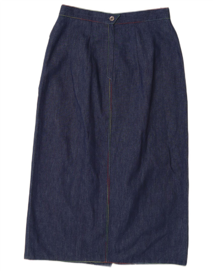 VINTAGE Falda vaquera de cintura alta para mujer EU 38 Mediana W26 Algodón azul marino