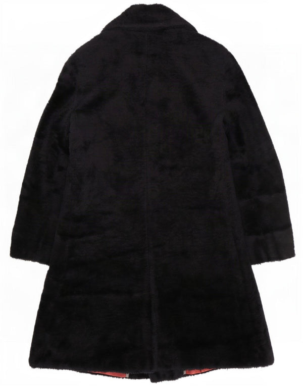 Vintage mujer piel sintética doble pecho abrigo IT 48 XL negro