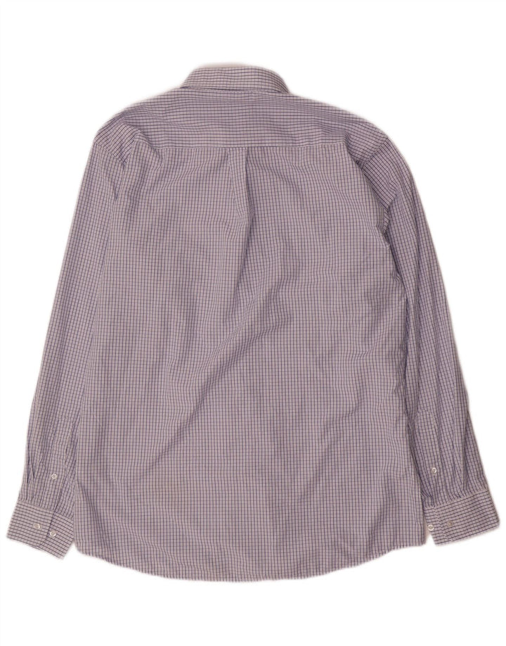Chaps Camisa de corte regular para hombre, talla 16 16,5, viscosa azul grande a cuadros