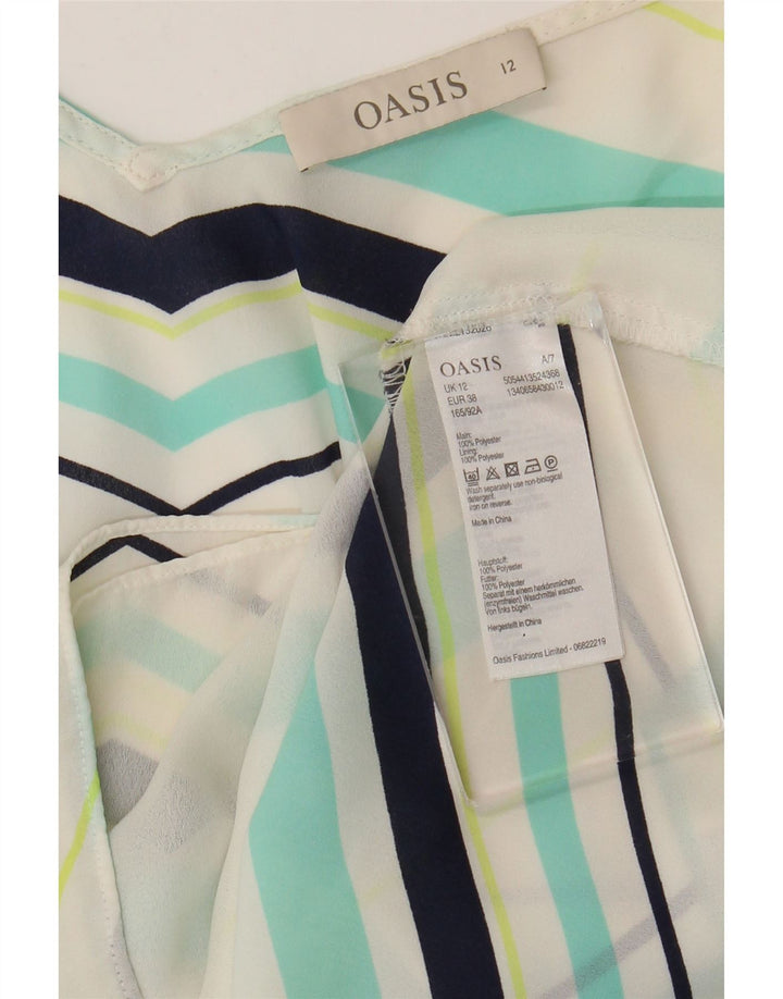 Oasis Blusa sin mangas para mujer Top UK 42 Poliéster a rayas blancas medianas