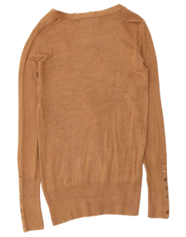 Zara Mujer Cárdigan Suéter UK 10 Pequeño Rayón Beige