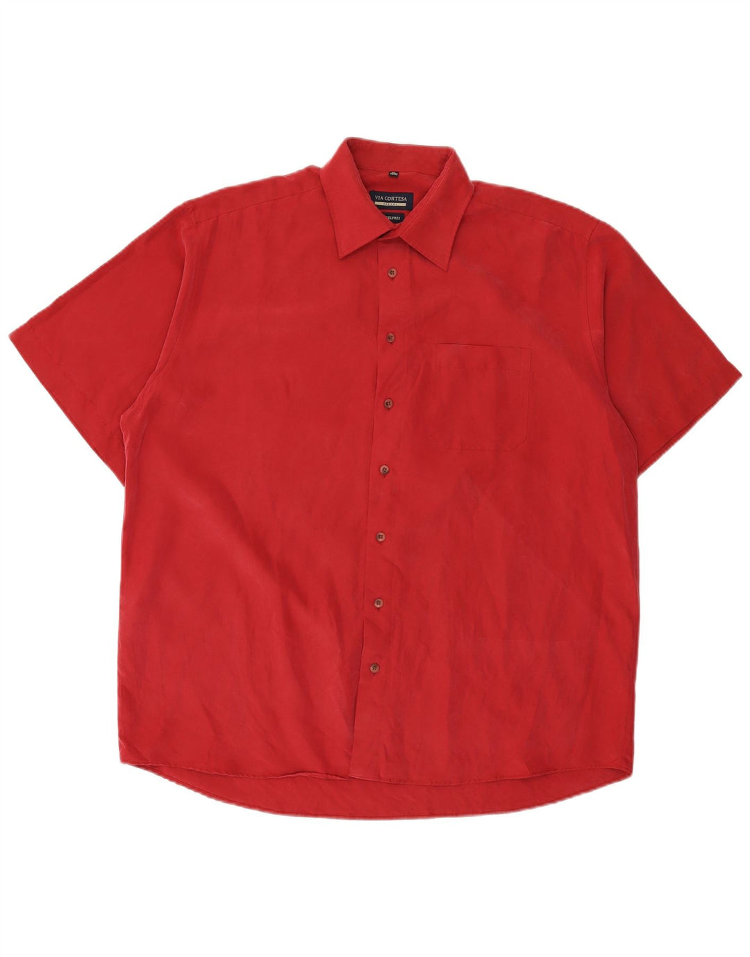 VIA CORTESA Mens Short Sleeve Shirt Size 43/44 XL Red Polyester