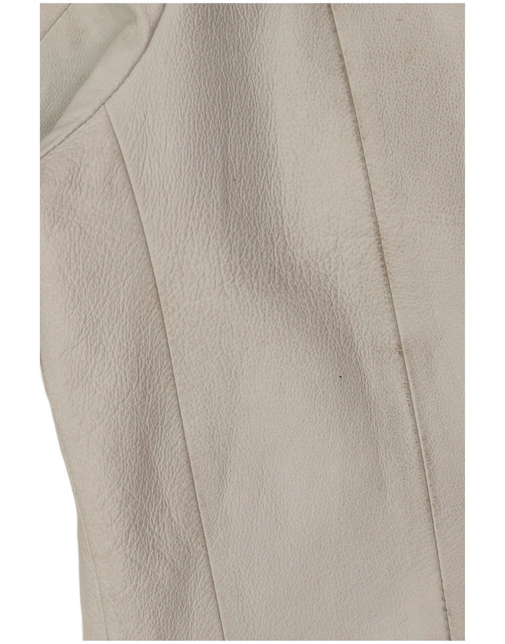 Vintage mujer chaqueta de cuero EU 42 cuero blanco grande