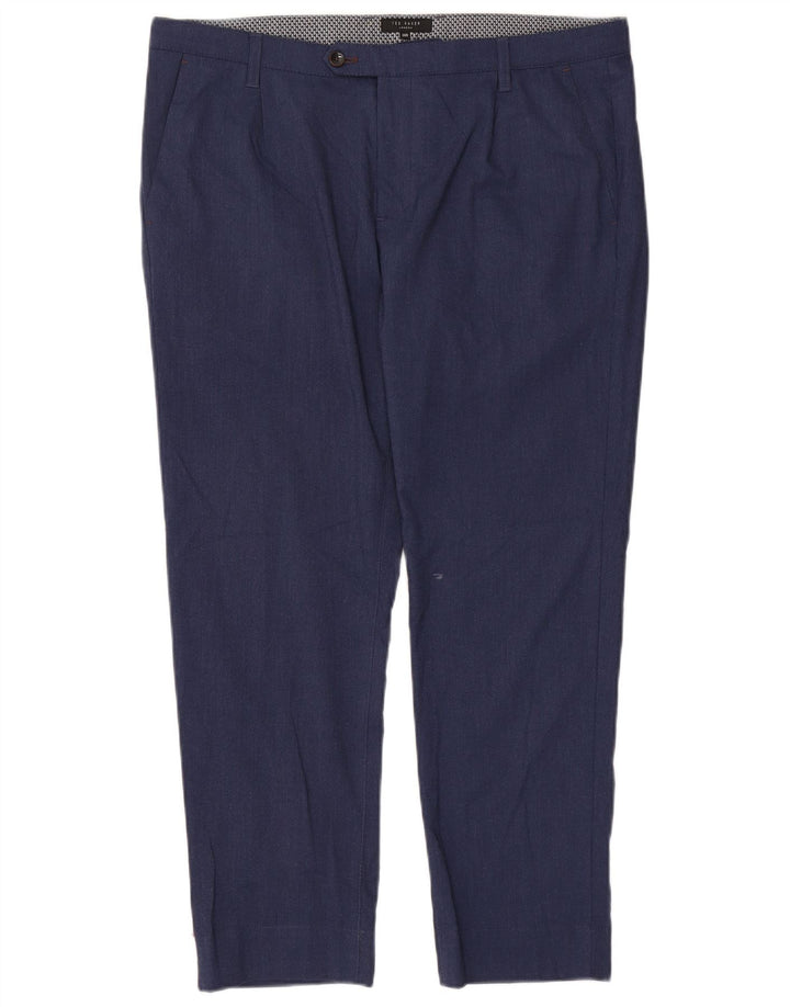 Pantalones de traje ajustados para hombre de Ted Baker W36 L28 Poliéster azul marino