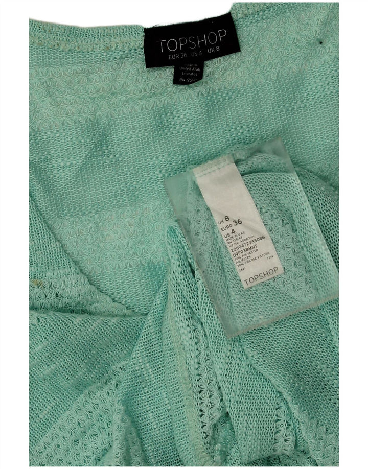 Topshop Top sin mangas para mujer UK 8 Small Turquesa Rayas Poliéster
