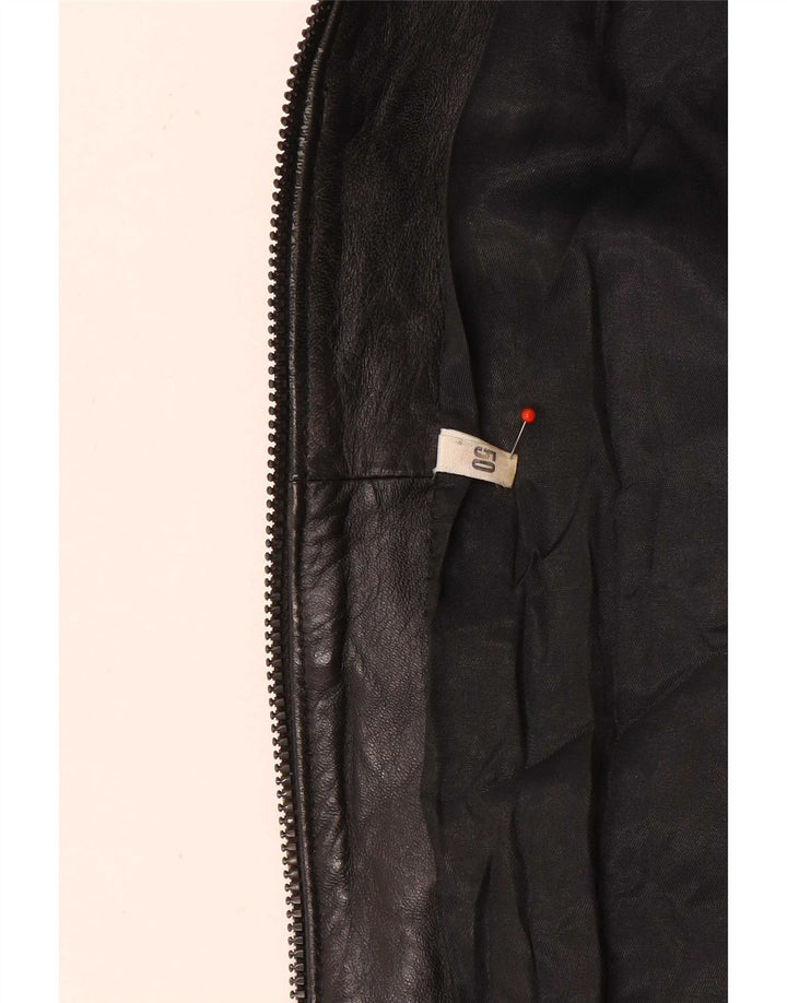 Chaqueta de cuero vintage para mujer de gran tamaño IT 50 XL Negro