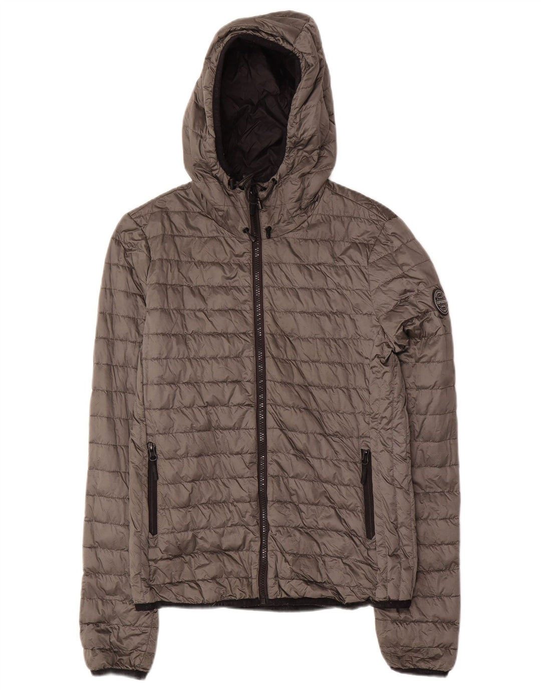 SUPERDRY Chaqueta acolchada con capucha para mujer UK 40 Small Grey Nylon