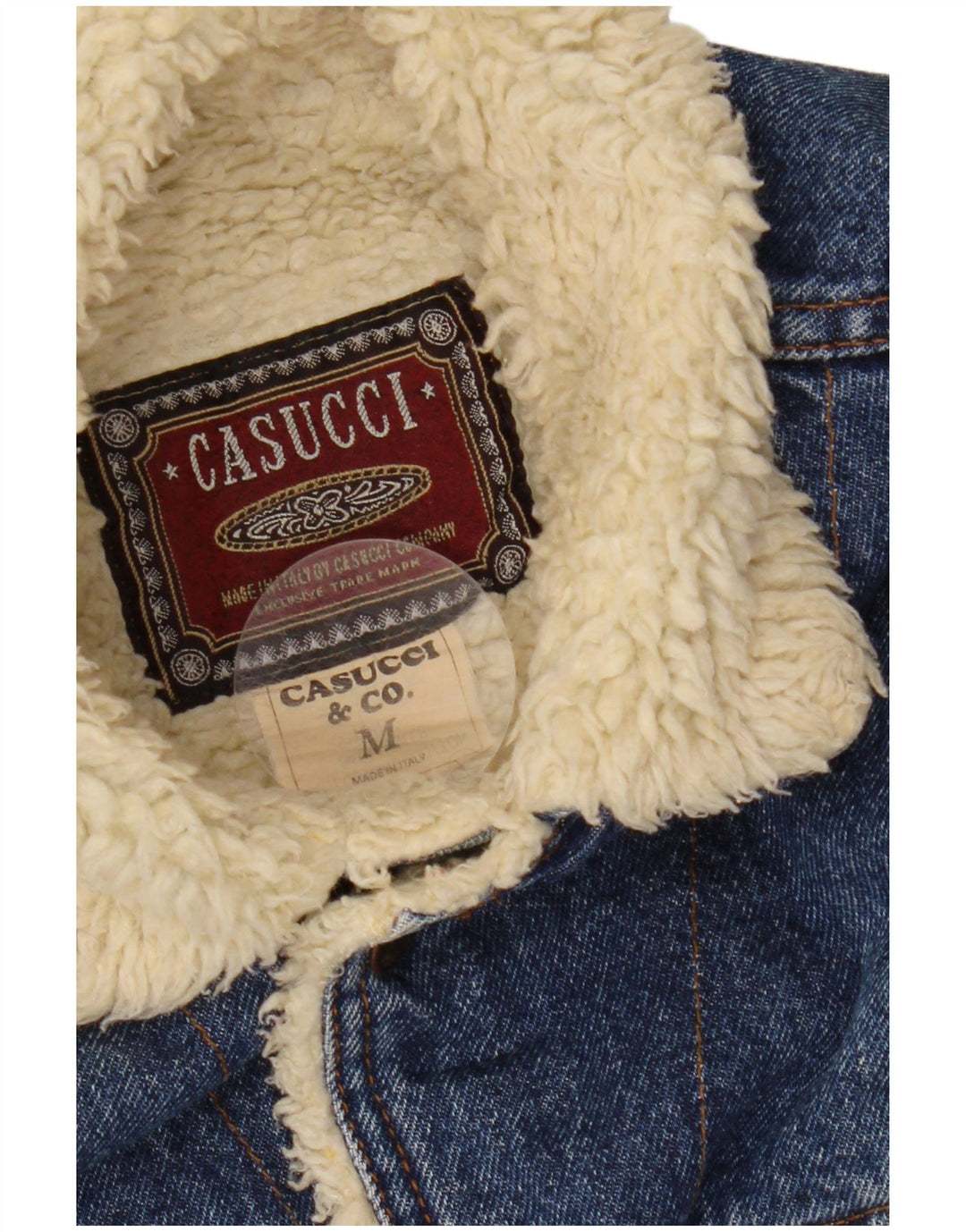 CASUCCI Chaqueta vaquera Sherpa para hombre UK 38 Algodón azul medio