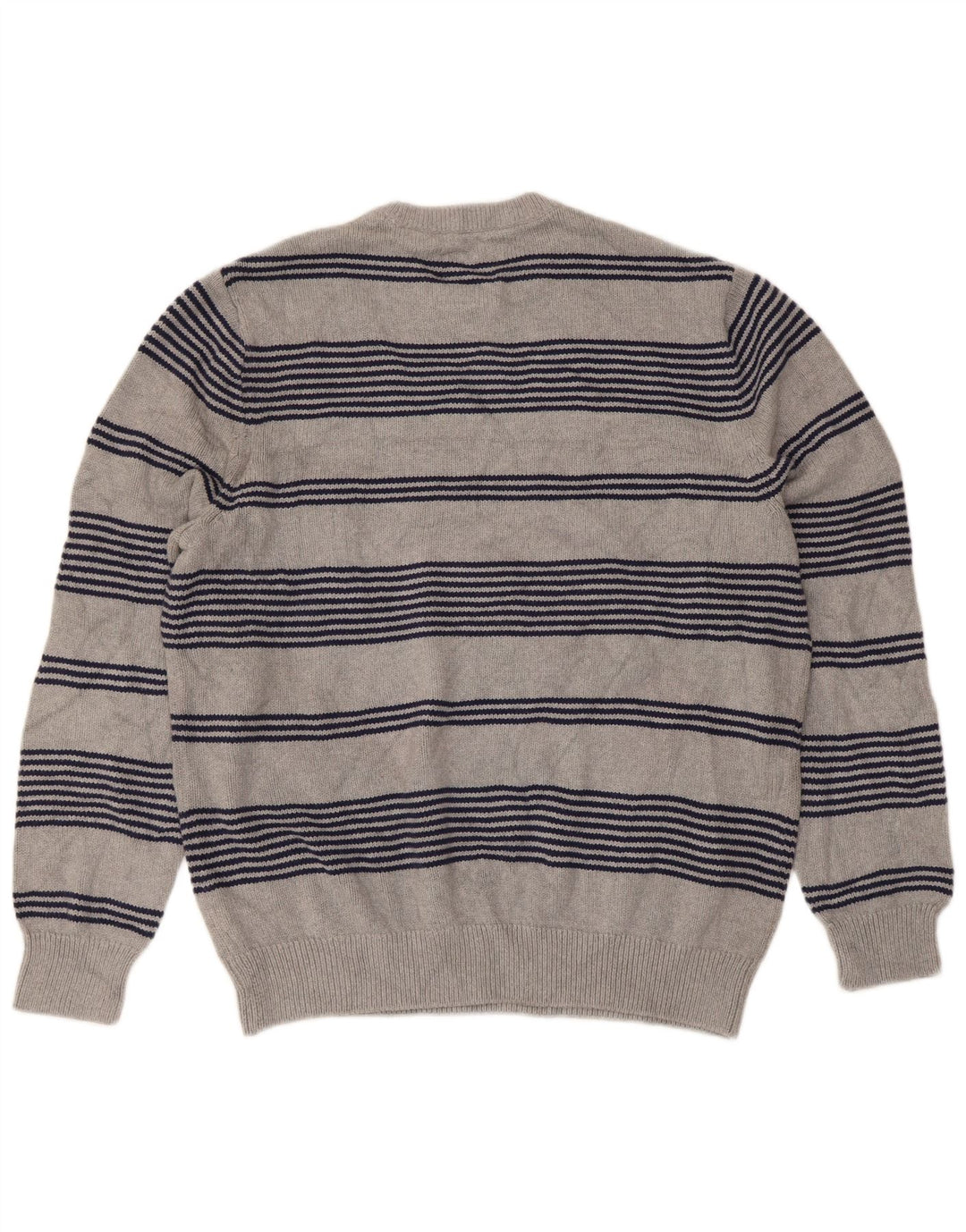 Chaps Suéter tipo jersey con cuello redondo y ajuste regular para hombre Algodón a rayas gris grande