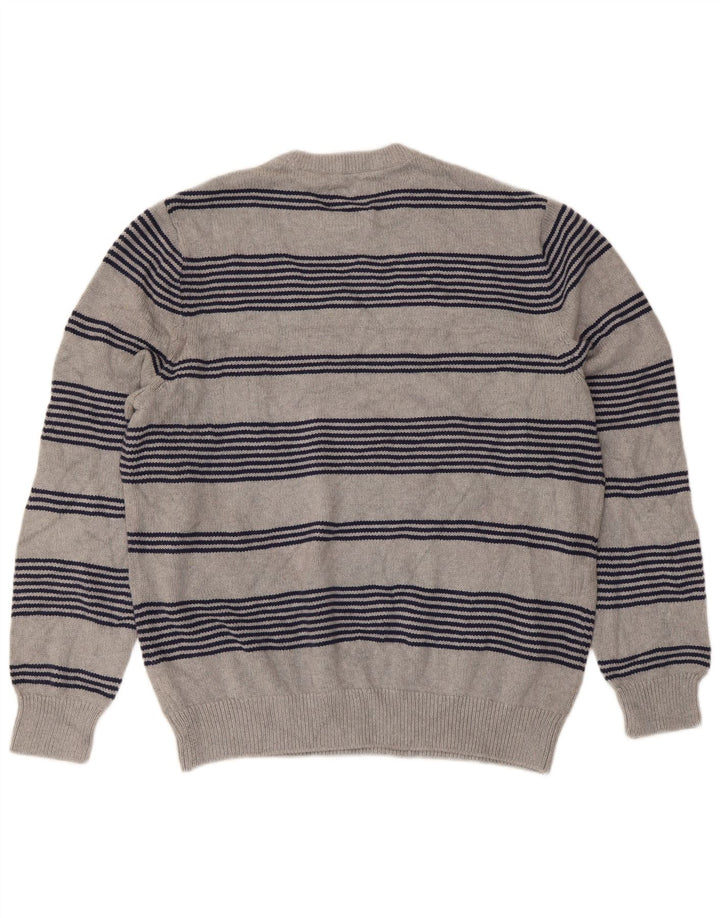 Chaps Suéter tipo jersey con cuello redondo y ajuste regular para hombre Algodón a rayas gris grande