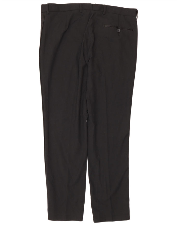 Marks & Spencer Pantalón de traje ajustado para hombre W34 L29 Poliéster negro