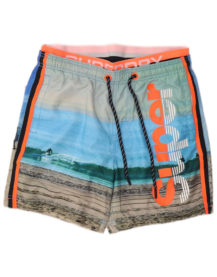 Superdry Bañador con estampado abstracto gráfico para hombre, talla mediana, multicolor