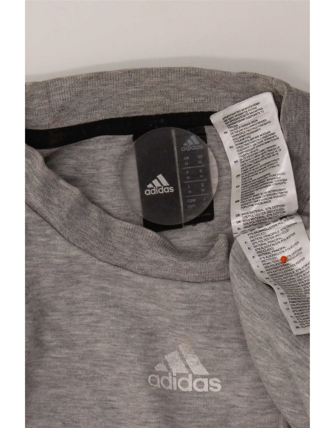 Adidas Hombre Sudadera Jumper Gris Medio Algodón