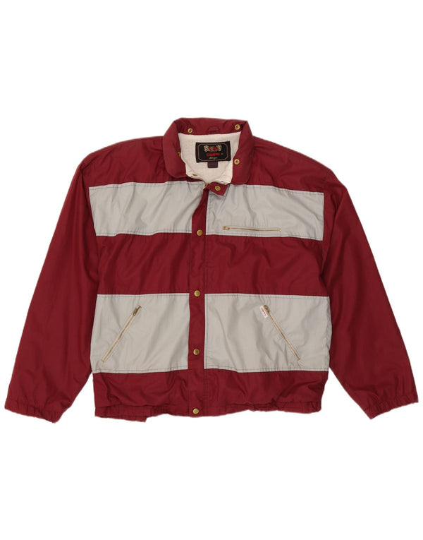 CAMPRI Chaqueta bomber con capucha para hombre UK 40 Large Poliéster a rayas burdeos