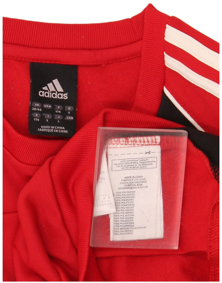 Adidas Hombre Sudadera Jumper UK 38/40 Medio Rojo Colorblock Poliéster